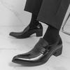 Herren Spitz zulaufende Leder High Heel Loafer, Große Größen, Britischer Stil für Formelle & Lässige Kleidung