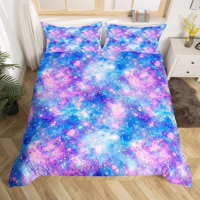 Funkelnde Sterne Bettwäsche-Set Galaxie Bettbezug, Konstellation Astrologie Tierkreis Nebel Bettdeckenbezug Rosa Horoskope Steppdeckenbezug