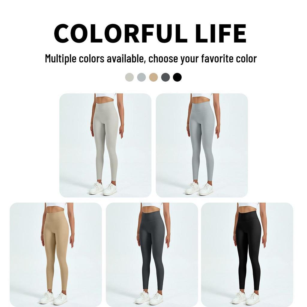 Dámské bezešvé legíny na jógu s vysokým pasem - Podzim/Zima, Broskvový push-up efekt, Vysoce elastické sportovní legíny.