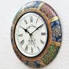 Wooden Hand-Painted Wall Analog Clock  / With Seconds Needle / Roman Numerals