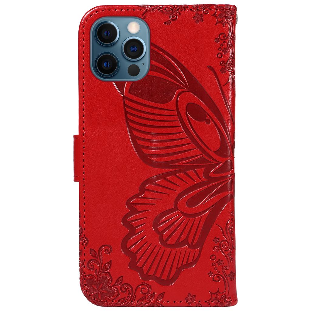 For iPhone 13 Pro Leather Case Butterfly Imprinted Stand Wallet Phone Cover