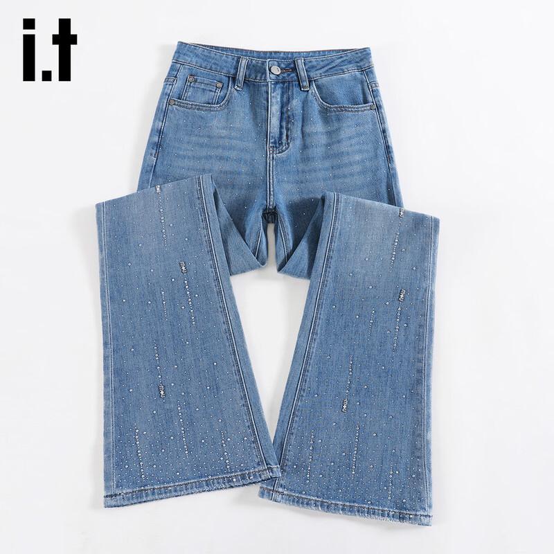 Izzue It Women's Rhinestone Micro Flare Jeans
