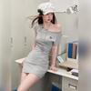 UNIFREE Korean Style Embroidered Waist A-Line Dress