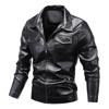 Men's 2023 Leather Motorcycle Jacket - Windproof, Warm, Trendy Outerwear with Lapel for Autumn/Winter