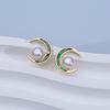 Color Abalone Shell Natural Freshwater Pearl Stud Earrings Women's Earrings Silver Needle High-end Jewelry