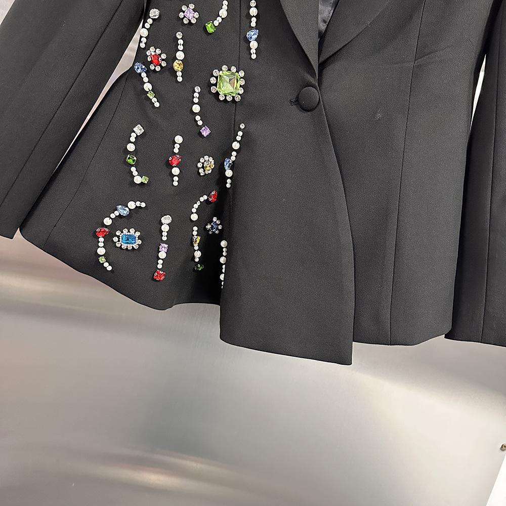 Eleganter Damen Slim-Fit Blazer - Frühjahrskollektion 2026 mit buntem Strass-Design