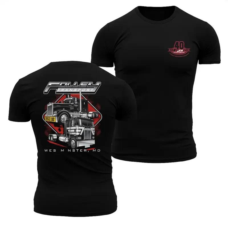 Foley Transport Truck T-Shirt with 2 Sides Graphic, Back Print Custom Black Semi L