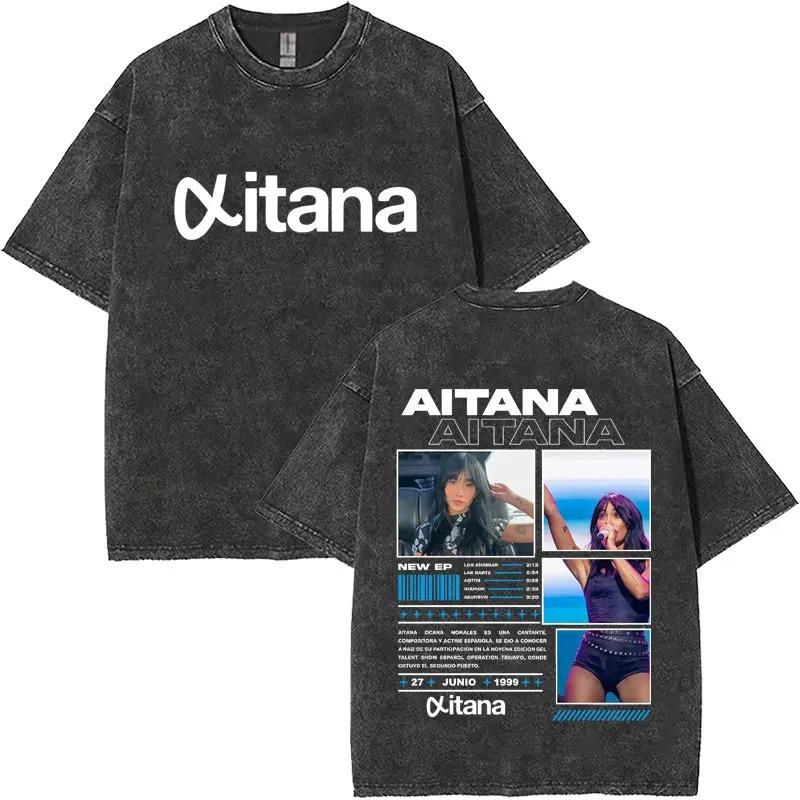 Washed Vintage Singer Aitana Graphic T-shirt CUARTO AZUL Print T-shirts Women Fashion Pop Music T Shrit Streetwear Fans Gift