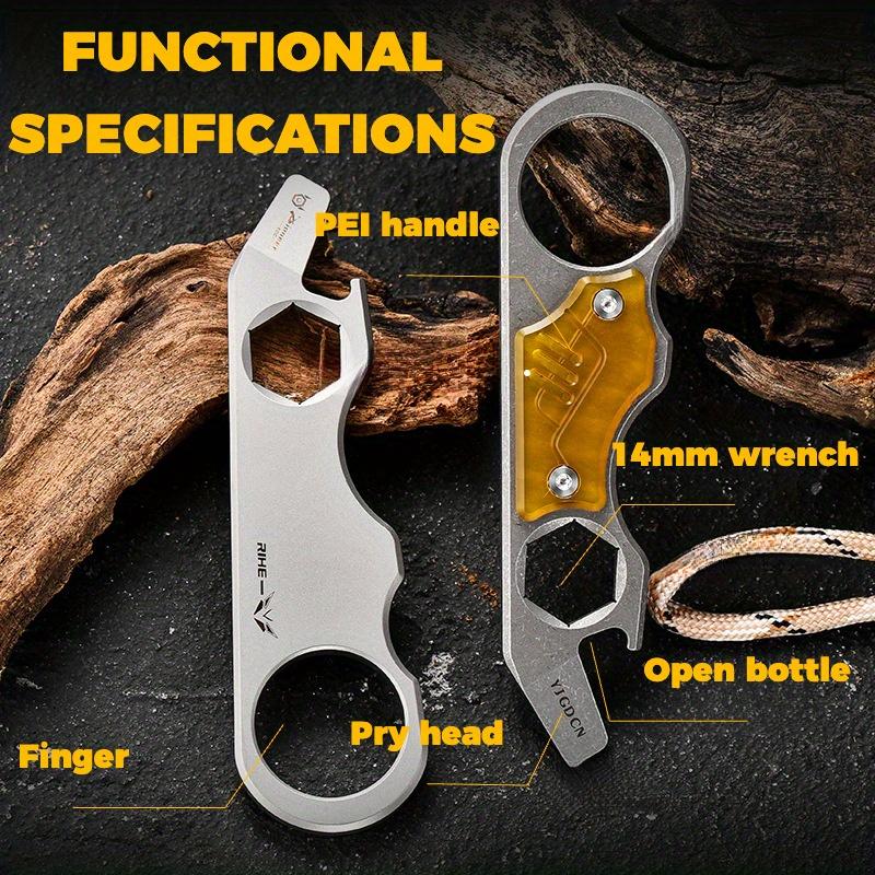 14 mm Titanlegering Multiverktyg Kofot, Flasköppnare, Skiftnyckel, Kompakt EDC Campingutrustning, Lättvikt, Hållbar Design, Campingtillbehör