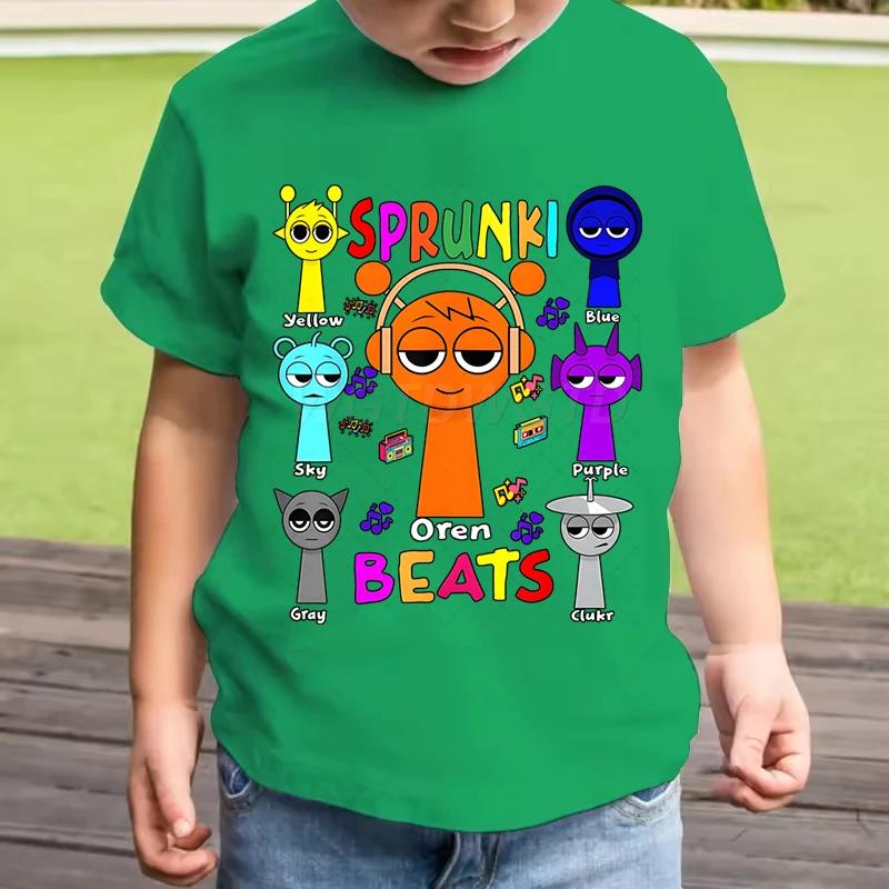Horká hra Sprunki Beats Tričko Dětská Móda Ležérní Kreslený Incredibox Trička Kluci Kulatý Výstřih Krátký Rukáv Holky Letní Oblečení