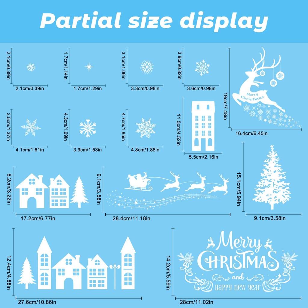 Christmas Window Stickers White Snowflake Elk Holiday Window Glass Door Decoration Stickers