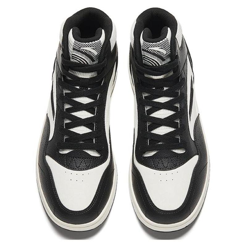 Anta Slip-Resistant Cushioning Wear-Resistant High-Top Skateboard Shoes Men's Ivory White Black Sneakers 912348087-4