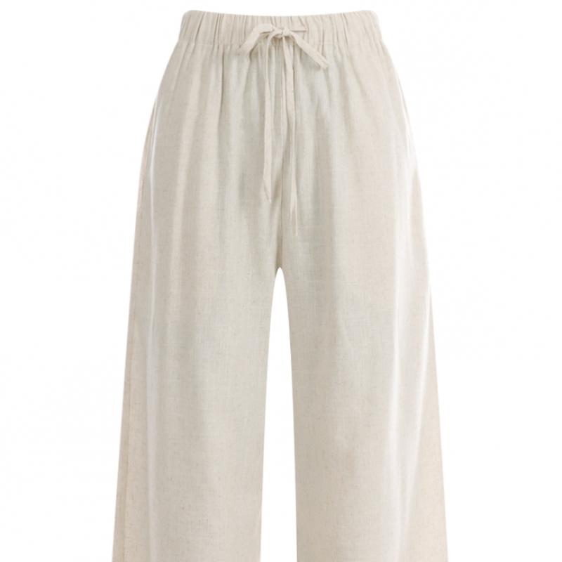 Shop  Women S waiSt Strap Linen Wide pantS Black Pic Wpt 11877