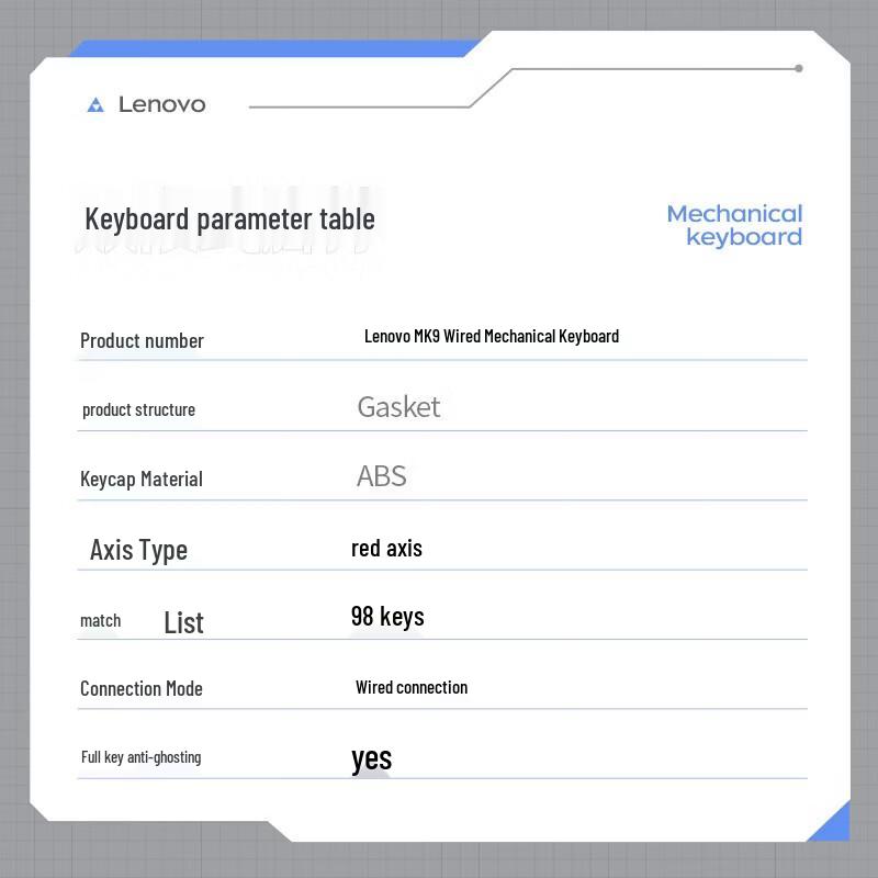 Lenovo MK9 Gasket 98-Key Wired Mechanical Keyboard
