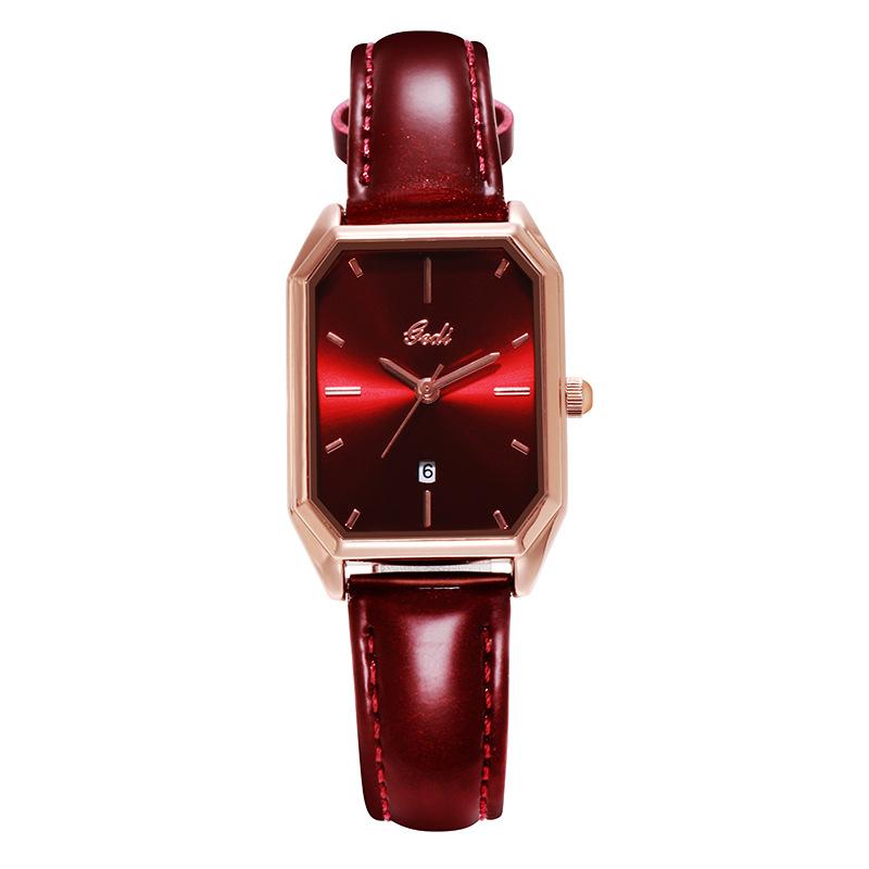 Fashion Women's Watch Korean Style Simple Small Square Watch Temperament Quartz Watch Calendar Belt Watch for Women