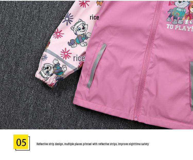 Children's Fleece-lined PU Raincoat for Ages 2-8 – Waterproof Jacket for Spring & Autumn