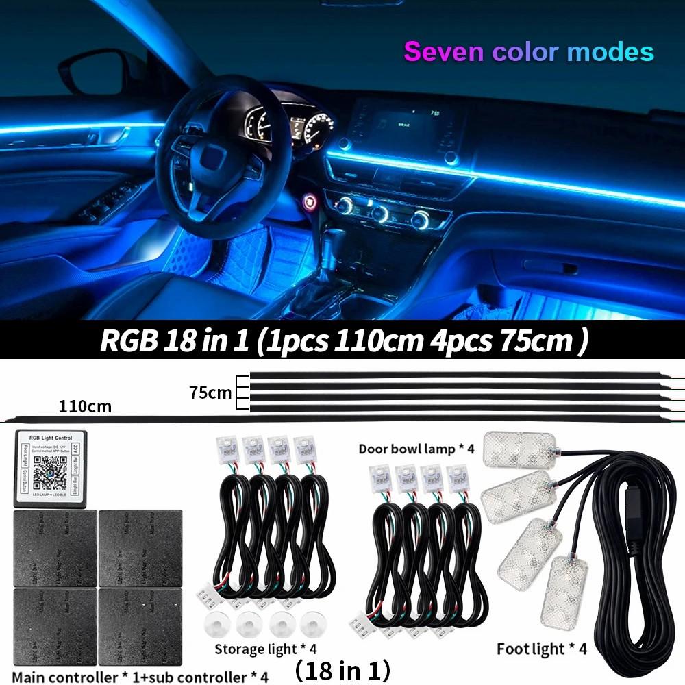 LED Ambient Lights Kit Colors Streamer For Car Universal Interior Symphony Hidden Acrylic Embass Strip RGB Decoration Atmosphere