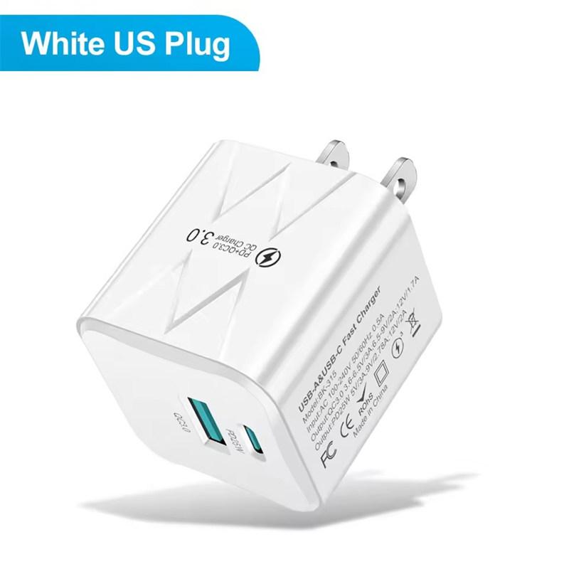 PD 25W USB C Fast Charger for iPhone 15 Pro Max Xiaomi 14 Oneplus EU US Mini 2 Ports Travel Plug Phone Fast Charging Adapter