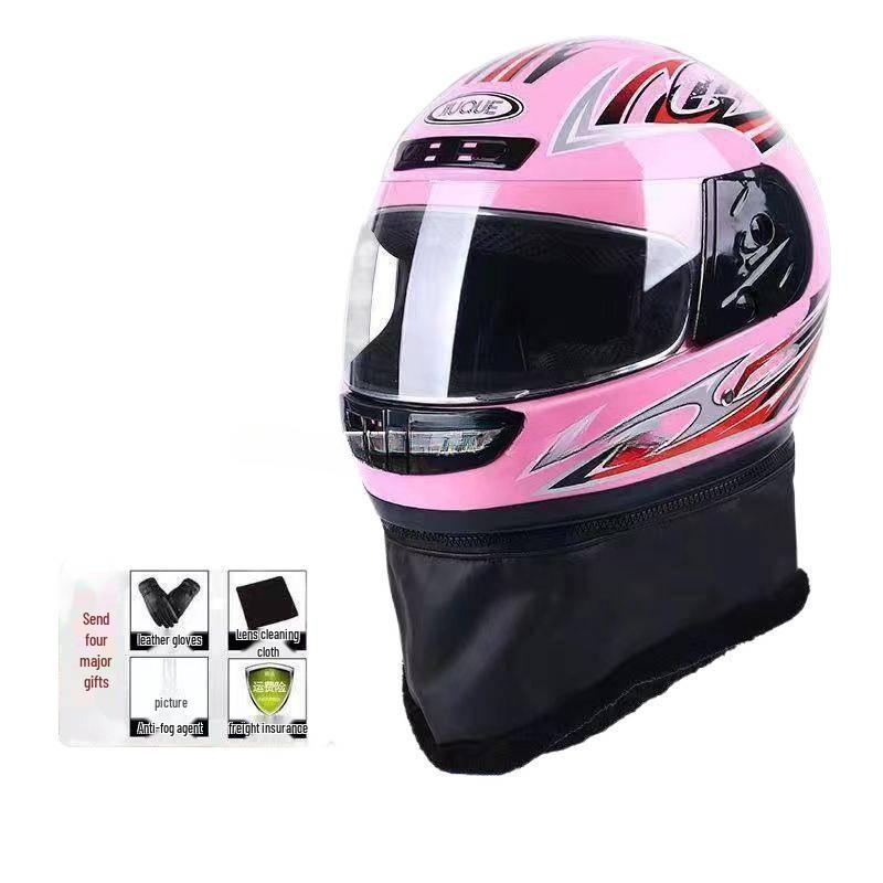 Unisex All-Season Full-Face Electric Vehicle Helmet: Cold Protection, Anti-Fog, Warmth, Full Coverage, Half Helmet Options Available.