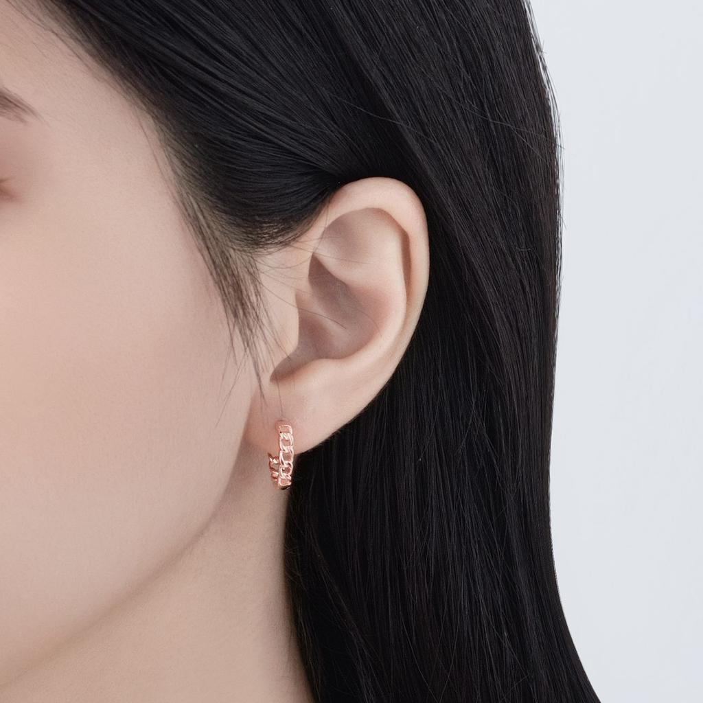 925 Sterling Silver Chain Earrings, High-End Niche Exquisite Twist Ear Buckles, Simple Ins Hollow Circle Jewelry