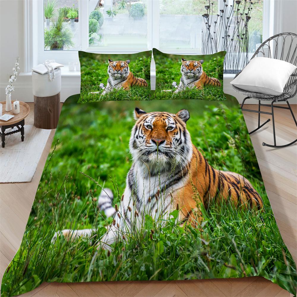 Duvet Cover Set Animals Style Home Bedspreads Newly Bedding Cover Set Children Tiger King Queen Size Microfiber Bedroom Decor