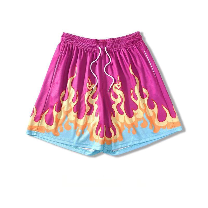 Огонь Пламя Бокс Муай Тай Кикбоксинг Тренировочные Шорты Принт Быстросохнущие Боевое Искусство Боксер Унисекс Мужчины Женщины Ребенок Бой Фитнес Спорт Зал Тренировка S
