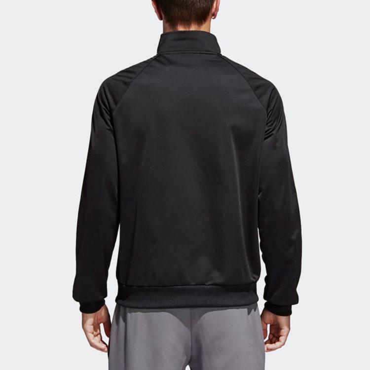 Adidas Logo Print Striped Stand Collar Track Jacket Men Outerwear Black BR1024
