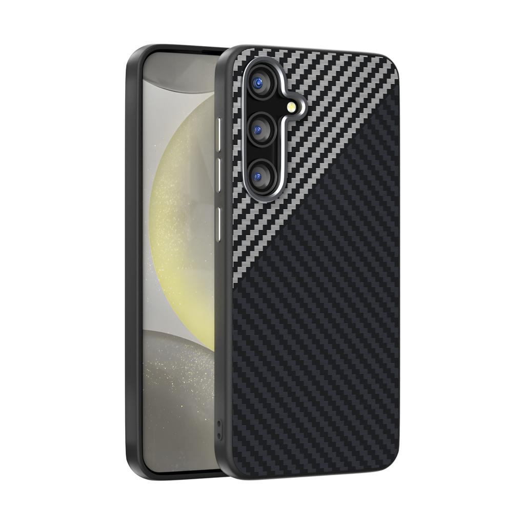 Fashion 2C Carbon Fiber Texture For Samsung Galaxy S25 FE S25FE Magsafe Case Camera Circle Mobile Phone Cover