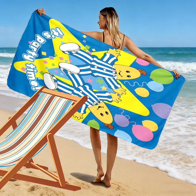 Bananas in Pyjamas Print Beach Towel, Large Soft Quick Dry Towel for Beach Camping Swimming