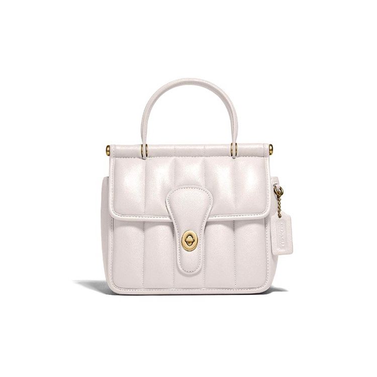 Coach Willis 18 Quilted Top Handle With Removable Shoulder Strap Leather Crossbody Bag Small Women Handbags Pink White C3844-B4HA