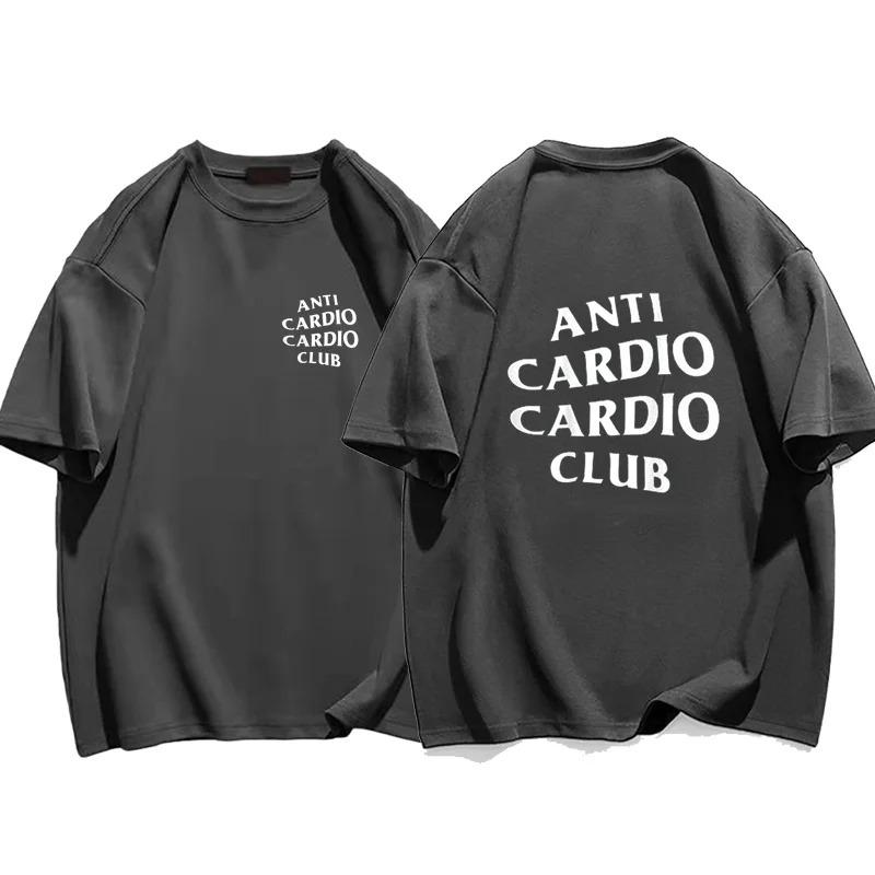 

Мужская одежда больших размеров футболка Anti Cardio Club Gym Life Letter Print Футболка из хлопка для женщин футболка большого размера для мужчин Лето M