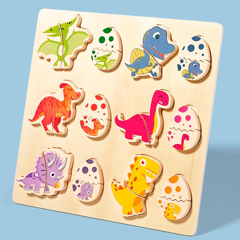 3D Wooden Dinosaur Egg Layered Puzzle for Kids - Educational and Fun Grasp Toy