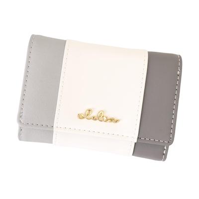 Portfel damski składany na trzy części Clelia Mini Riberte Series, trójkolorowy, [CL-17026] (Księżycowy szary)