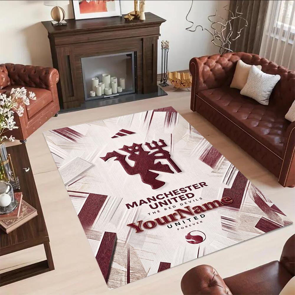 Manchester Customizable Name Carpet Design for Playrooms Kitchen Bedrooms Outdoor Antislip Carpet Anime Office Decor Perfect Gift for Friends & Family