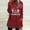 European & American Women's Dwarf Letter Print Plush Hoodie - Round Neck, Loose Fit, Long Sleeve, with Pockets