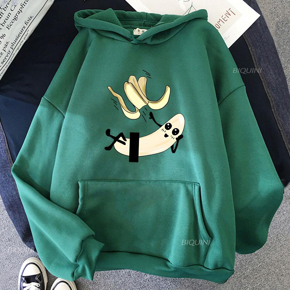 Pulovere cu glugă din desene animate cu banane goale Haine drăguțe din benzi desenate Hanorace de marcă de modă Hanorac cu mânecă lungă din fleece Casual Top supradimensionat