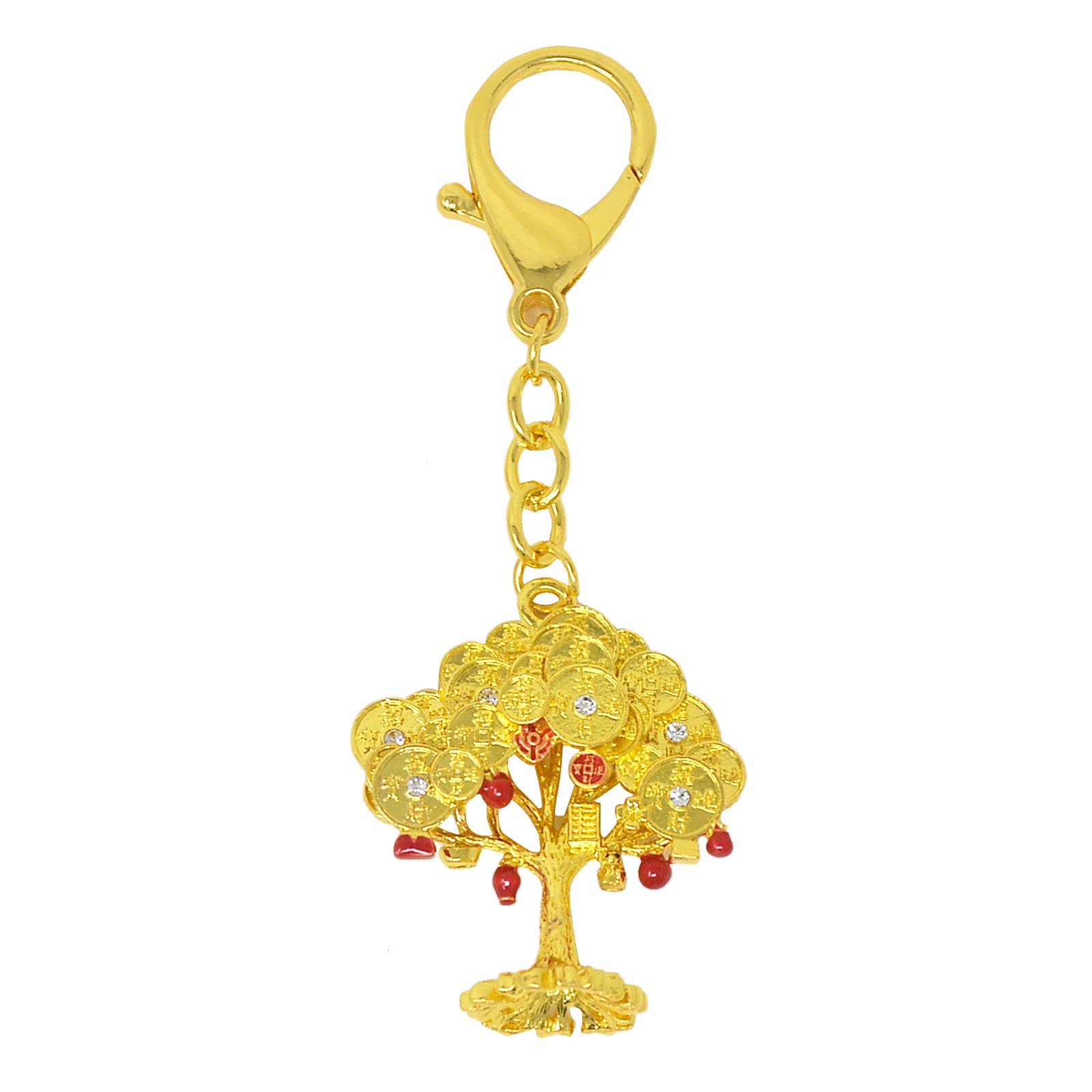 Брелок Фэн-шуй Исуй, Золотое Дерево Удачи и Богатства, Брелок Дерево Денег с Монетами, W4419