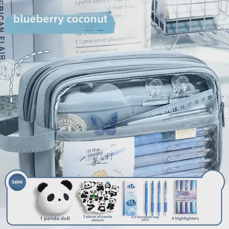 

«2024 Вместительный 5-слойный прозрачный пенал с пандой для девочек»