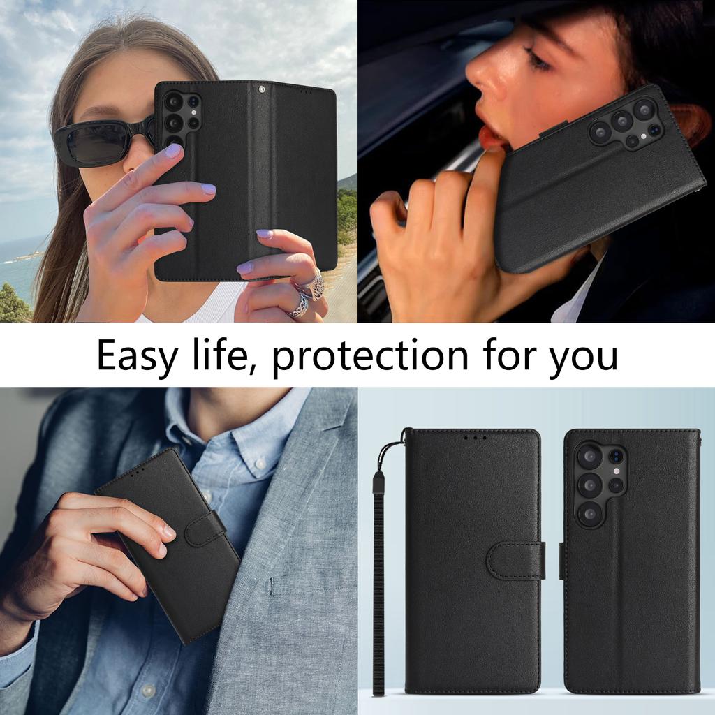 Etui na Samsunga Galaxy S24 Ultra Blokujące RFID Składane Skórzane Etui na Telefon ze Smyczą na Nadgarstek