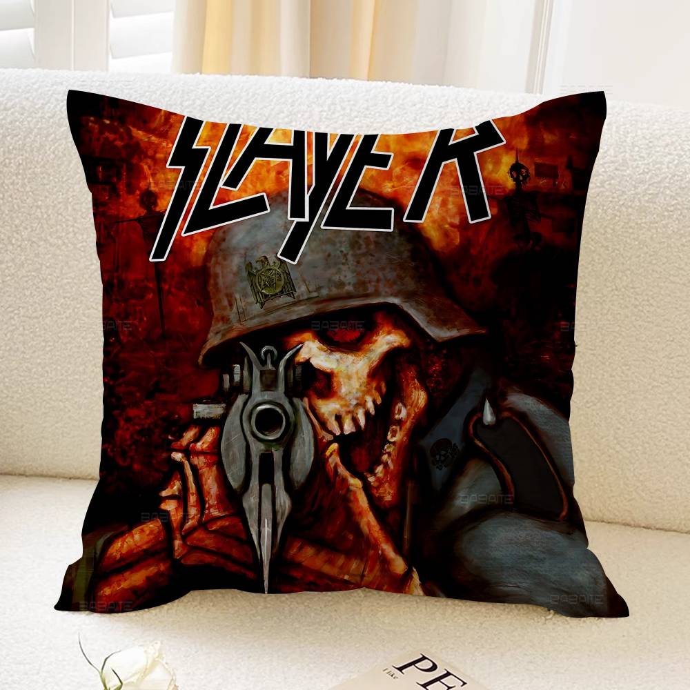 S-Slayer H-Heavy M-Metal Band 45*45cm Cushion Cover Pillow Cover Decor Pillowcase Home Pillowcase For Couch Pillow