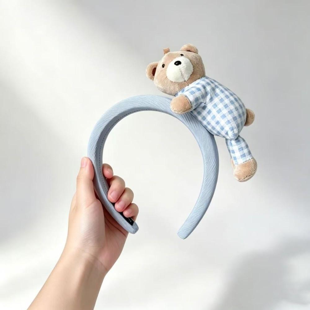 Soft Cute Hair Hoops Fluffy Cartoon Bear Headwear Lay Down Bear Hairbands Spa Bathing