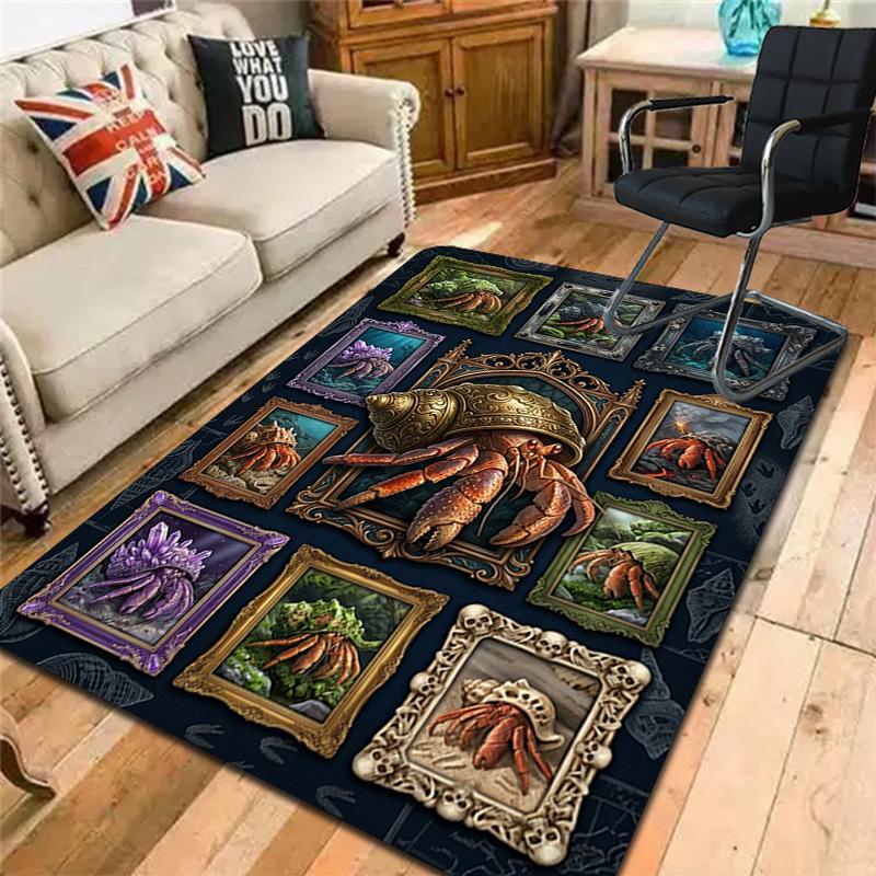 Hermit Crab Gallery Pattern Rug Floor Mat for Living Room or Bedroom Soft and Comfortable Carpet a Gift for Birthday and Holiday.
