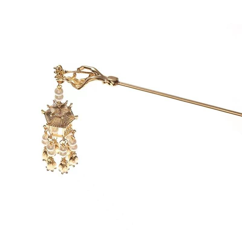 

Древняя заколка с кисточкой для волос Шпилька для головного убора Hanfu Step Shaking Tassel Древняя заколка для костюма Шпилька для выступлений Аксессуар для волос Шпилька One Size золотой