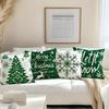 4pcs Pcs Christmas Tree & Snowflake Throw Pillow Covers - Double-Sided Zipper Cushion Cases Suitable Bedroom Car Office, Machine Washable Green Snowfl