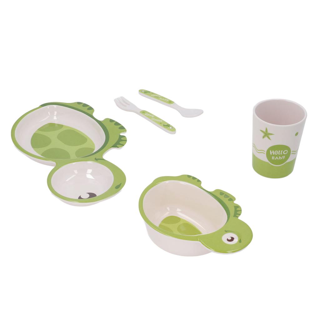 5pcs Baby Plates Set Divided Heat Resistant Lightweight Carton Exquisite Toddler Bowl Dining Set