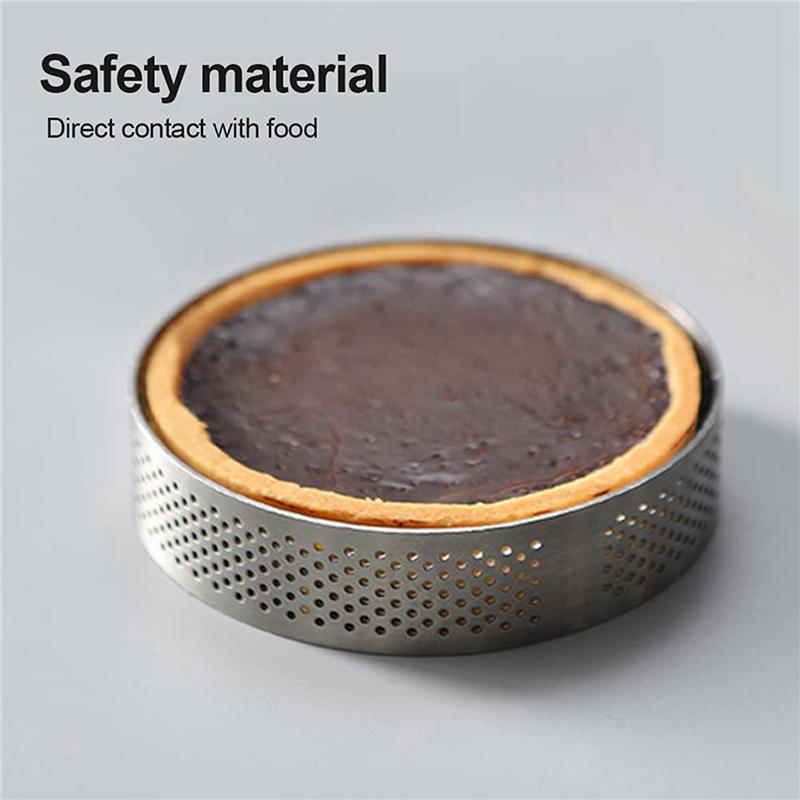 Cake Ring Molds, 30Pcs Stainless Steel Porous Tart Ring, Perforated Pie Cake Ring Mold, Cake Mousse Ring With Holes 7Cm-B61B