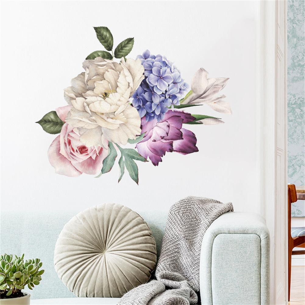 Peony Flower Wall Stickers Wall Decals Romantic Flowers Home Decor For Bedroom Living Room Entrance