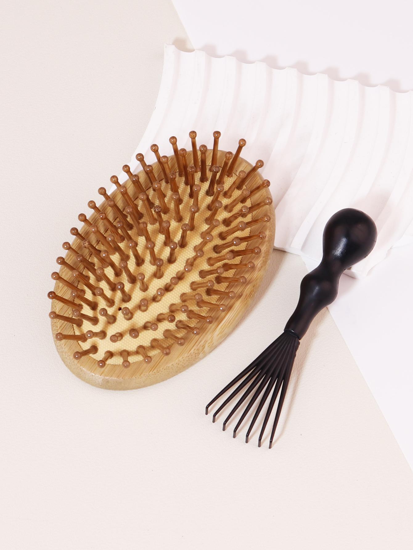 

2 шт. бамбуковая расческа для массажа кожи головы для уменьшения выпадения волос и защиты волос с помощью расчески с воздушной подушкой. Специально для париков из натуральных волос
