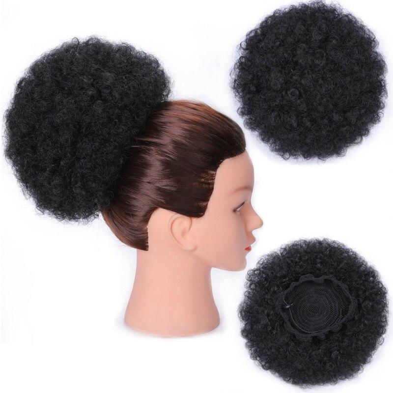 Women Kinky Curly Hair Wig Synthetic Fiber Curly Short Afro Drawstring Puff Ponytail Hair Extensions Party Time Daily Use