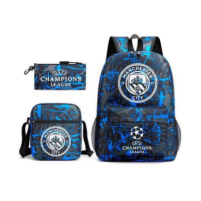 3-teiliges Set Manchester City Fußballfan Rucksack Unisex Teenager Schüler Schultasche Umhängetasche